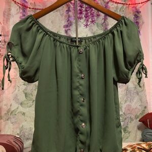 Elegant Olive Off-Shoulder Blouse
